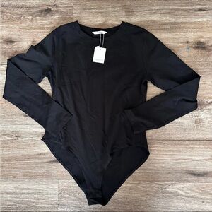 Mangopop Bodysuit Top Shirt Long Sleeve Black L NWT